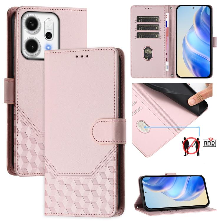 Honeycomb Embossing RFID Leather Phone Case, For OPPO K13 Turbo 5G, For OPPO Reno14 F 5G, For OPPO A5x 5G / 4G Global, For OPPO A5 5G / A3 Pro 5G Global, For OPPO Reno14 Pro Global, For OPPO Reno14 Global, For OPPO Find X8s+ 5G, For OPPO Find X8s 5G
