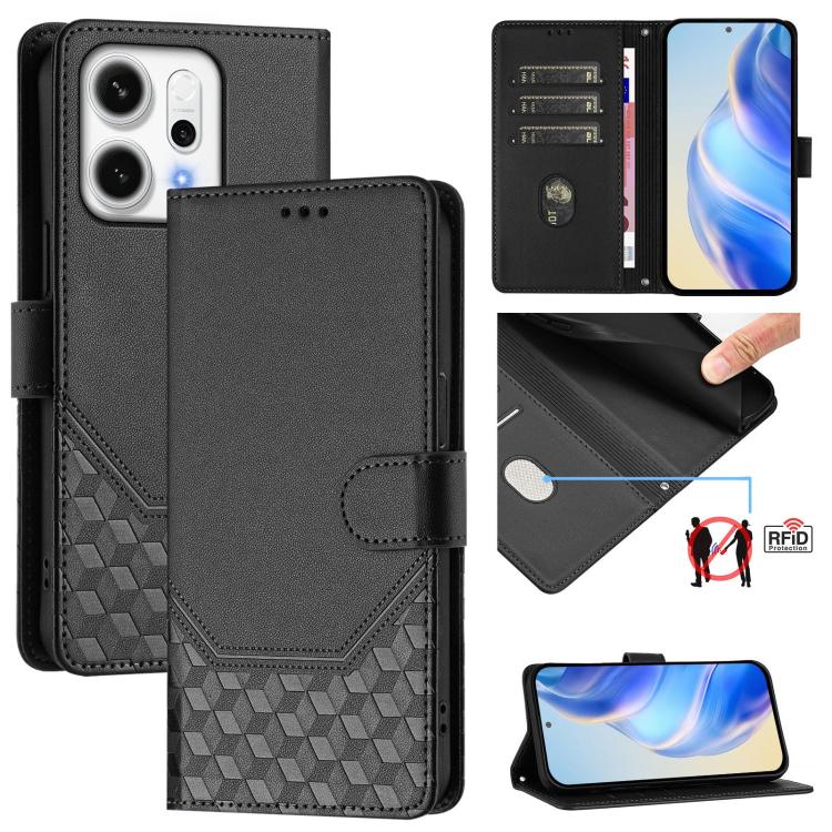 Honeycomb Embossing RFID Leather Phone Case, For OPPO K13 Turbo 5G, For OPPO Reno14 F 5G, For OPPO A5x 5G / 4G Global, For OPPO A5 5G / A3 Pro 5G Global, For OPPO Reno14 Pro Global, For OPPO Reno14 Global, For OPPO Find X8s+ 5G, For OPPO Find X8s 5G