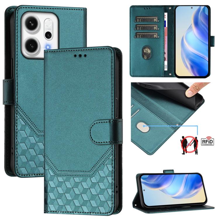 Honeycomb Embossing RFID Leather Phone Case, For OPPO K13 Turbo 5G, For OPPO Reno14 F 5G, For OPPO A5x 5G / 4G Global, For OPPO A5 5G / A3 Pro 5G Global, For OPPO Reno14 Pro Global, For OPPO Reno14 Global, For OPPO Find X8s+ 5G, For OPPO Find X8s 5G