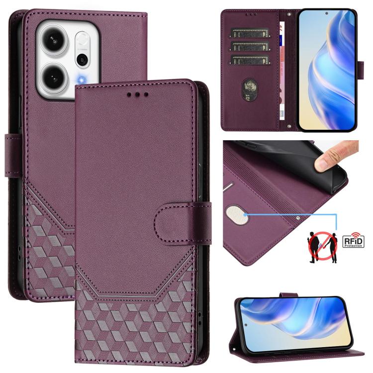 Honeycomb Embossing RFID Leather Phone Case, For OPPO K13 Turbo 5G, For OPPO Reno14 F 5G, For OPPO A5x 5G / 4G Global, For OPPO A5 5G / A3 Pro 5G Global, For OPPO Reno14 Pro Global, For OPPO Reno14 Global, For OPPO Find X8s+ 5G, For OPPO Find X8s 5G
