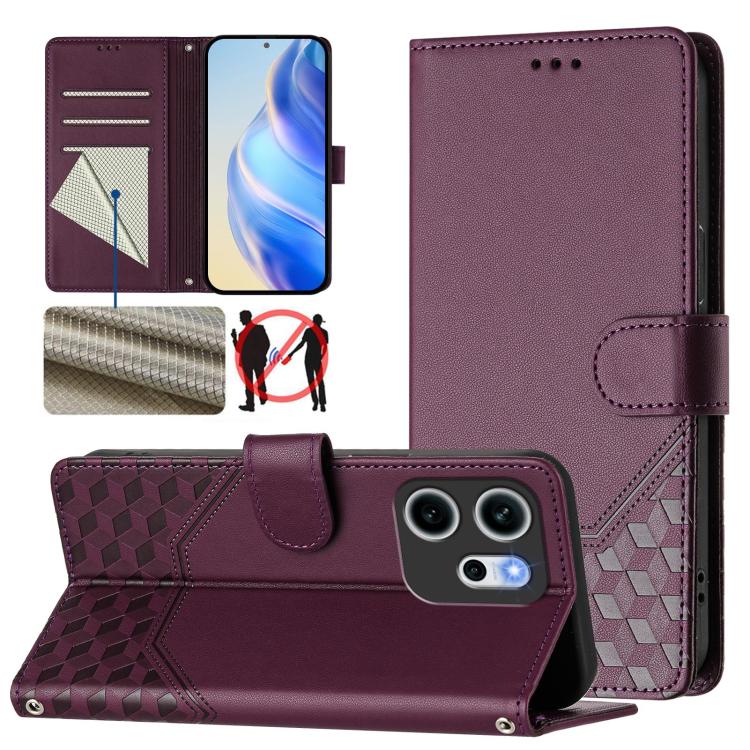 Honeycomb Embossing RFID Leather Phone Case, For OPPO K13 Turbo 5G, For OPPO Reno14 F 5G, For OPPO A5x 5G / 4G Global, For OPPO A5 5G / A3 Pro 5G Global, For OPPO Reno14 Pro Global, For OPPO Reno14 Global, For OPPO Find X8s+ 5G, For OPPO Find X8s 5G