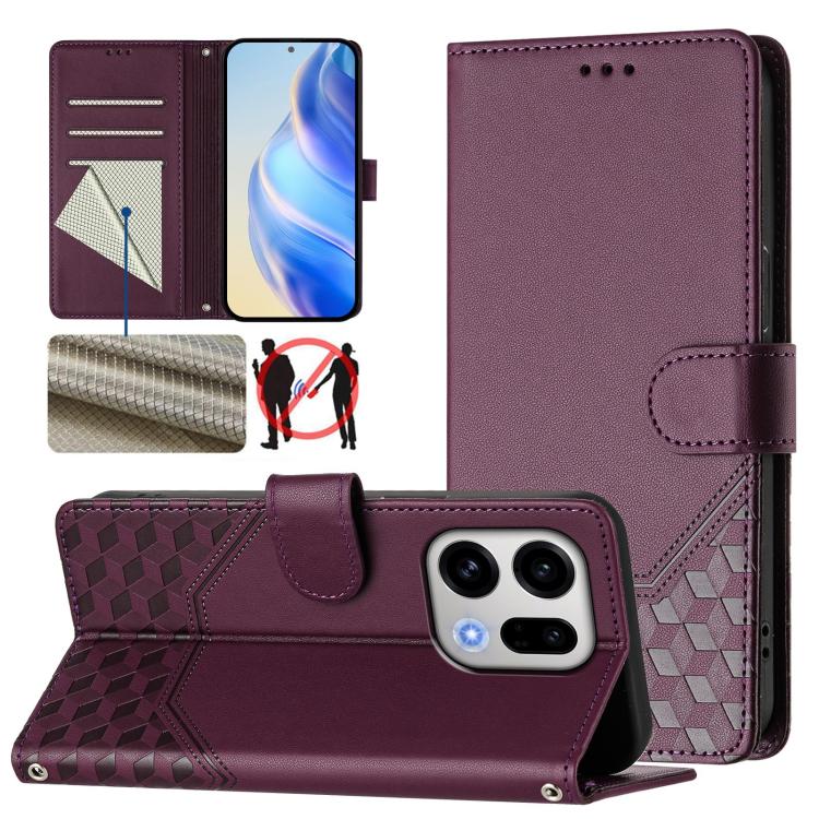 Honeycomb Embossing RFID Leather Phone Case, For OPPO Reno13 F 5G / Reno13 A, For OPPO Reno16 F 5G / Reno16 FS 5G, For OPPO Reno16 5G / Reno16 Pro 5G Global, For OPPO Find X9s Pro, For OPPO Find X9 Ultra, For OPPO Find X9, For OPPO A6 GT 5G            ...