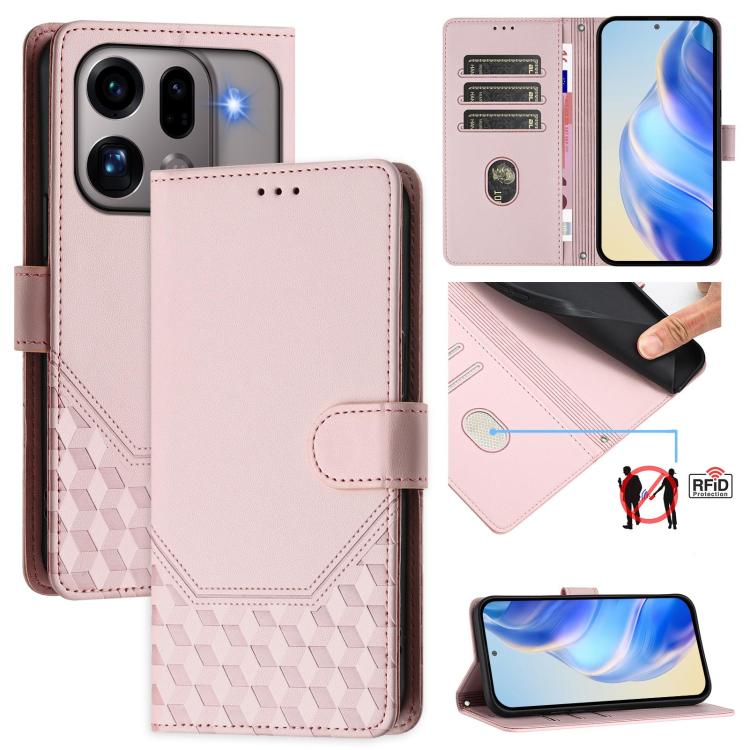 Honeycomb Embossing RFID Leather Phone Case, For OPPO Reno13 F 5G / Reno13 A, For OPPO Reno16 F 5G / Reno16 FS 5G, For OPPO Reno16 5G / Reno16 Pro 5G Global, For OPPO Find X9s Pro, For OPPO Find X9 Ultra, For OPPO Find X9, For OPPO A6 GT 5G            ...