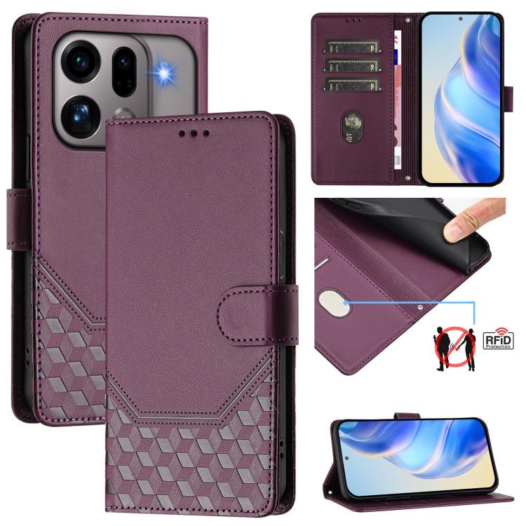 Honeycomb Embossing RFID Leather Phone Case, For OPPO Reno13 F 5G / Reno13 A, For OPPO Reno16 F 5G / Reno16 FS 5G, For OPPO Reno16 5G / Reno16 Pro 5G Global, For OPPO Find X9s Pro, For OPPO Find X9 Ultra, For OPPO Find X9, For OPPO A6 GT 5G            ...