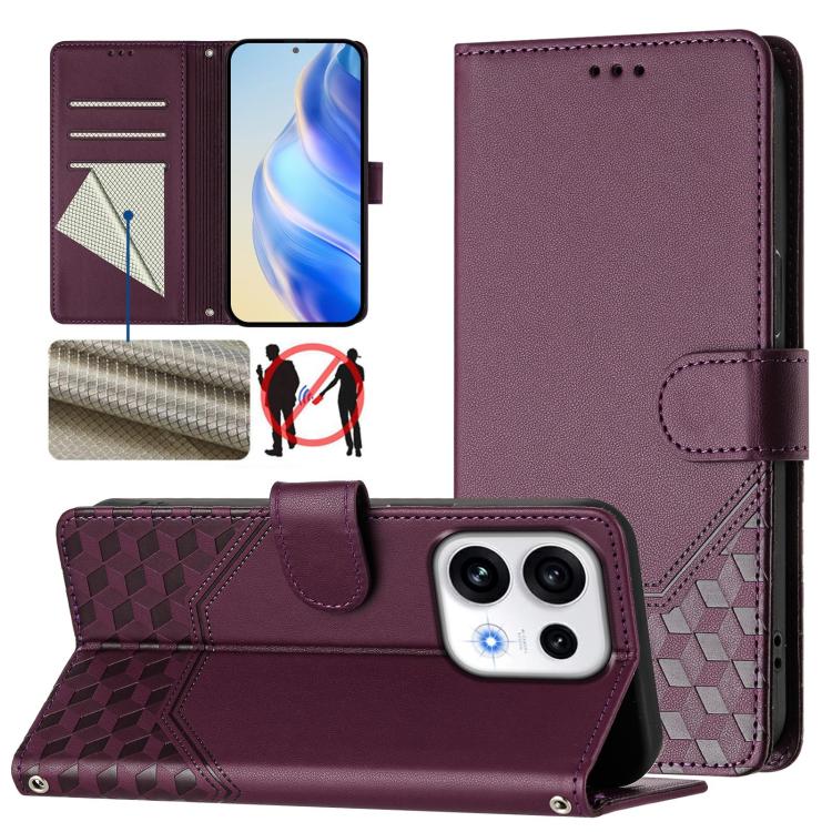 Honeycomb Embossing RFID Leather Phone Case, For OPPO Reno13 F 5G / Reno13 A, For OPPO Reno16 F 5G / Reno16 FS 5G, For OPPO Reno16 5G / Reno16 Pro 5G Global, For OPPO Find X9s Pro, For OPPO Find X9 Ultra, For OPPO Find X9, For OPPO A6 GT 5G            ...