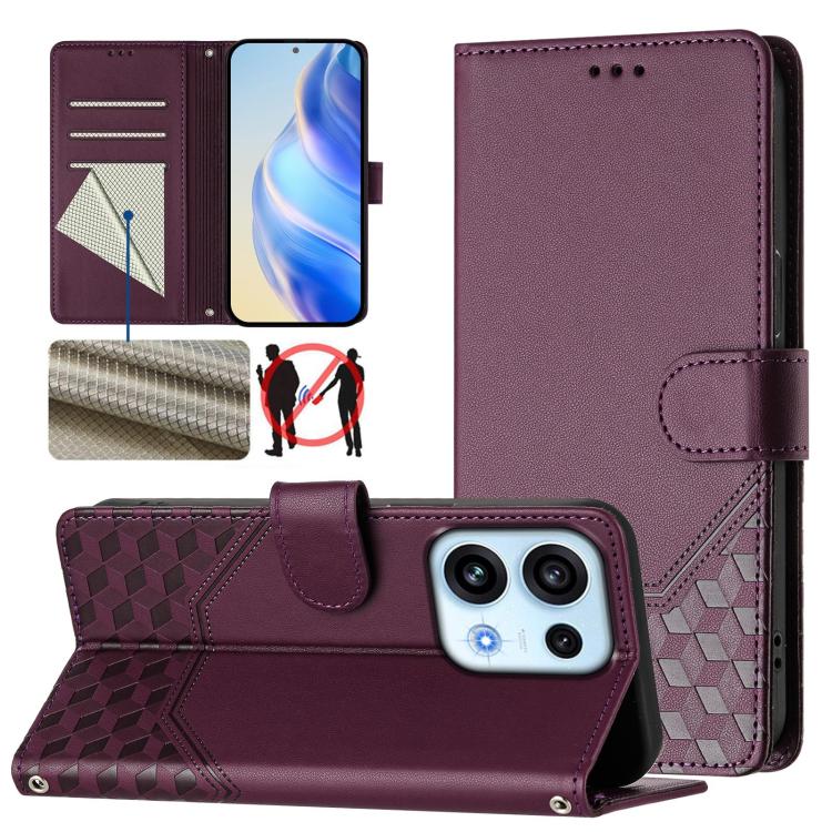 Honeycomb Embossing RFID Leather Phone Case, For OPPO Reno13 F 5G / Reno13 A, For OPPO Reno16 F 5G / Reno16 FS 5G, For OPPO Reno16 5G / Reno16 Pro 5G Global, For OPPO Find X9s Pro, For OPPO Find X9 Ultra, For OPPO Find X9, For OPPO A6 GT 5G            ...