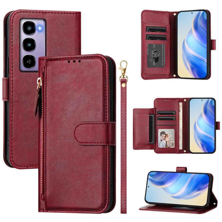 Multi-Card Slots Zipper Wallet Leather Phone Case, For Itel A200 4G / A200+ 4G, For Itel A95 5G, For Itel A90, For Itel City 100, For Itel Power 70, For Itel A80, For Itel A50C, For Itel A50