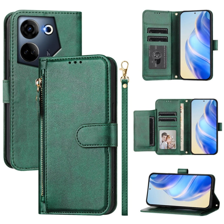 Multi-Card Slots Zipper Wallet Leather Phone Case, For Tecno Pova 5, For Tecno Camon 20 Premier, For Tecno Camon 20 4G / Camon 20 Pro 4G, For Tecno Pop 7 / Pop 7 Pro / Spark Go 2023, For Tecno Spark 10 5G, For Tecno Spark 10C / Spark 10 4G             ...