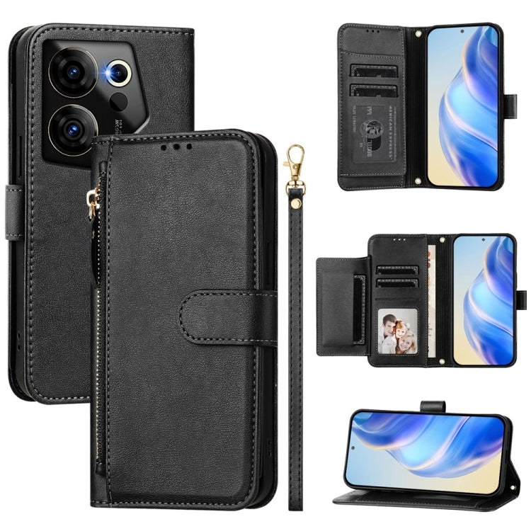 Multi-Card Slots Zipper Wallet Leather Phone Case, For Tecno Pova 5, For Tecno Camon 20 Premier, For Tecno Camon 20 4G / Camon 20 Pro 4G, For Tecno Pop 7 / Pop 7 Pro / Spark Go 2023, For Tecno Spark 10 5G, For Tecno Spark 10C / Spark 10 4G             ...