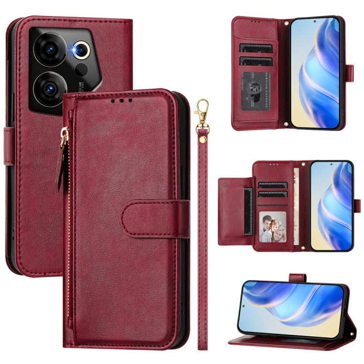 Multi-Card Slots Zipper Wallet Leather Phone Case, For Tecno Pova 5, For Tecno Camon 20 Premier, For Tecno Camon 20 4G / Camon 20 Pro 4G, For Tecno Pop 7 / Pop 7 Pro / Spark Go 2023, For Tecno Spark 10 5G, For Tecno Spark 10C / Spark 10 4G             ...