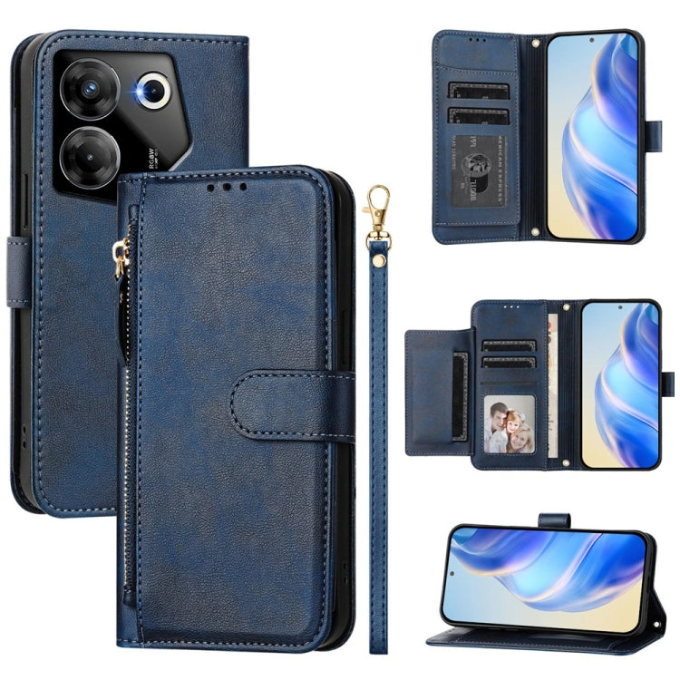 Multi-Card Slots Zipper Wallet Leather Phone Case, For Tecno Spark Go 5G 2025 / Hot 60i 5G, For Tecno Spark 30C, For Tecno Camon 20 Pro 5G, For Tecno Spark 20 Pro 5G, For Tecno Pop 6C, For Tecno Spark 10 Pro Magic Magenta, For Tecno Camon 30 Premier 5G...