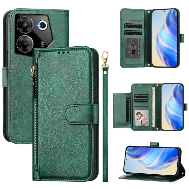 Multi-Card Slots Zipper Wallet Leather Phone Case, For Tecno Spark Go 5G 2025 / Hot 60i 5G, For Tecno Spark 30C, For Tecno Camon 20 Pro 5G, For Tecno Spark 20 Pro 5G, For Tecno Pop 6C, For Tecno Spark 10 Pro Magic Magenta, For Tecno Camon 30 Premier 5G...