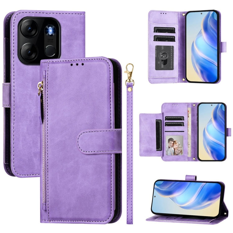 Multi-Card Slots Zipper Wallet Leather Phone Case, For Tecno Pova 5, For Tecno Camon 20 Premier, For Tecno Camon 20 4G / Camon 20 Pro 4G, For Tecno Pop 7 / Pop 7 Pro / Spark Go 2023, For Tecno Spark 10 5G, For Tecno Spark 10C / Spark 10 4G             ...