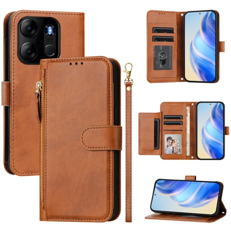 Multi-Card Slots Zipper Wallet Leather Phone Case, For Tecno Pova 5, For Tecno Camon 20 Premier, For Tecno Camon 20 4G / Camon 20 Pro 4G, For Tecno Pop 7 / Pop 7 Pro / Spark Go 2023, For Tecno Spark 10 5G, For Tecno Spark 10C / Spark 10 4G             ...