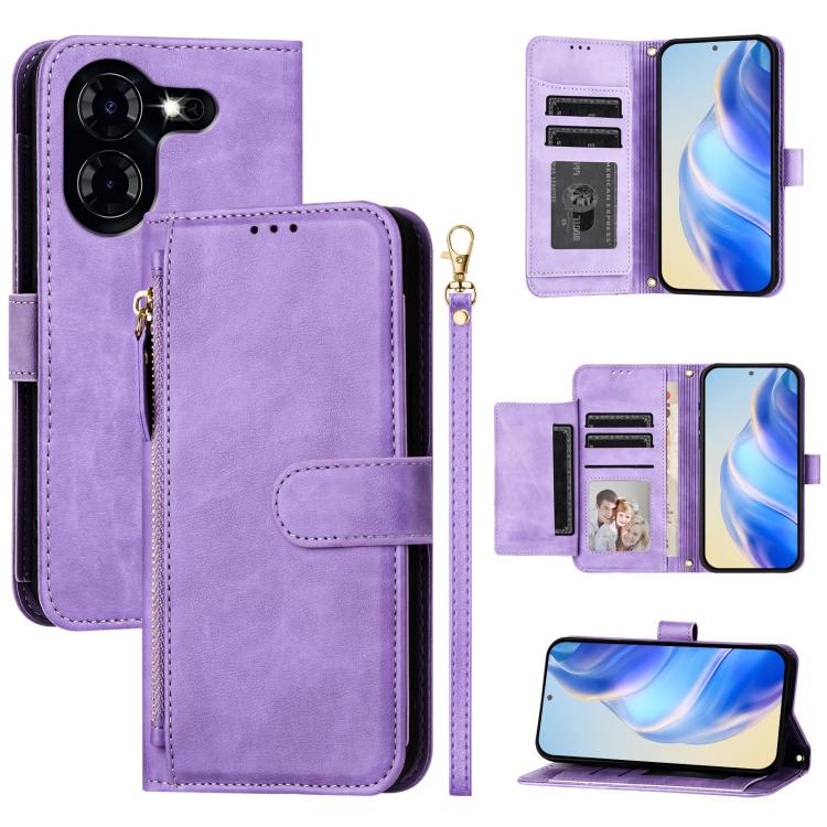Multi-Card Slots Zipper Wallet Leather Phone Case, For Tecno Pova 5, For Tecno Camon 20 Premier, For Tecno Camon 20 4G / Camon 20 Pro 4G, For Tecno Pop 7 / Pop 7 Pro / Spark Go 2023, For Tecno Spark 10 5G, For Tecno Spark 10C / Spark 10 4G             ...