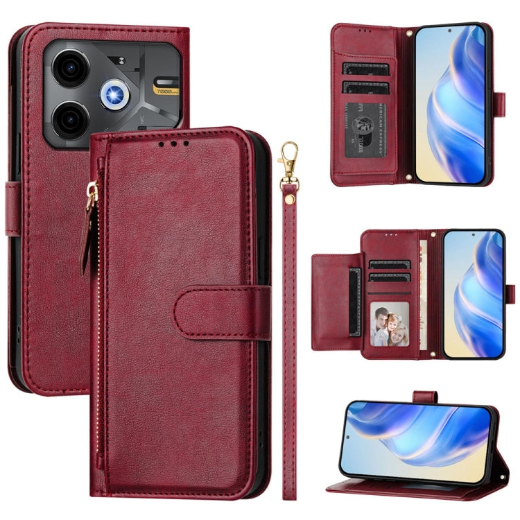 Multi-Card Slots Zipper Wallet Leather Phone Case, For Tecno Spark Go 5G 2025 / Hot 60i 5G, For Tecno Spark 30C, For Tecno Camon 20 Pro 5G, For Tecno Spark 20 Pro 5G, For Tecno Pop 6C, For Tecno Spark 10 Pro Magic Magenta, For Tecno Camon 30 Premier 5G...