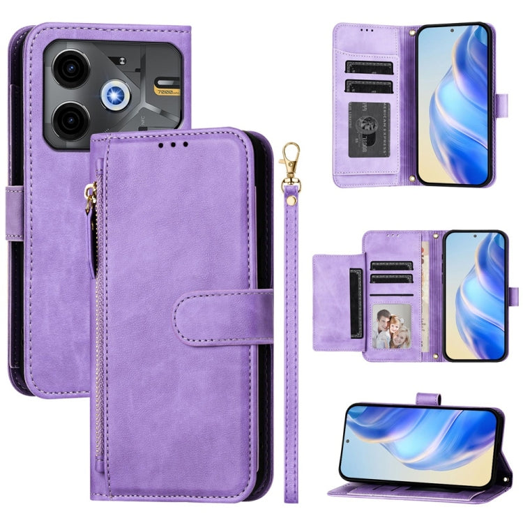 Multi-Card Slots Zipper Wallet Leather Phone Case, For Tecno Spark Go 5G 2025 / Hot 60i 5G, For Tecno Spark 30C, For Tecno Camon 20 Pro 5G, For Tecno Spark 20 Pro 5G, For Tecno Pop 6C, For Tecno Spark 10 Pro Magic Magenta, For Tecno Camon 30 Premier 5G...