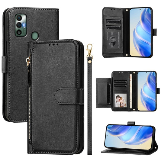 Multi-Card Slots Zipper Wallet Leather Phone Case, For Tecno Spark 7 / Spark 7T, For Tecno Spark Go 2021