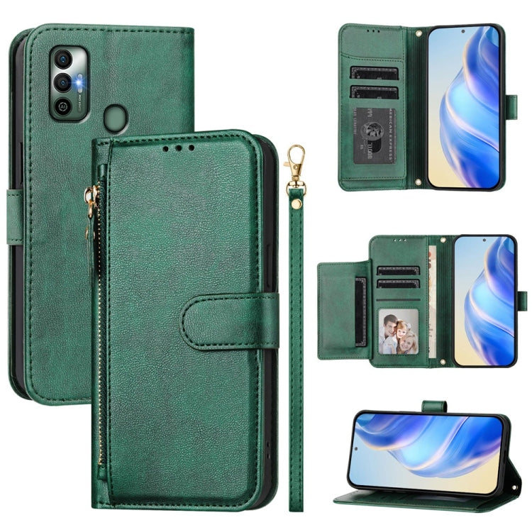 Multi-Card Slots Zipper Wallet Leather Phone Case, For Tecno Spark 7 / Spark 7T, For Tecno Spark Go 2021