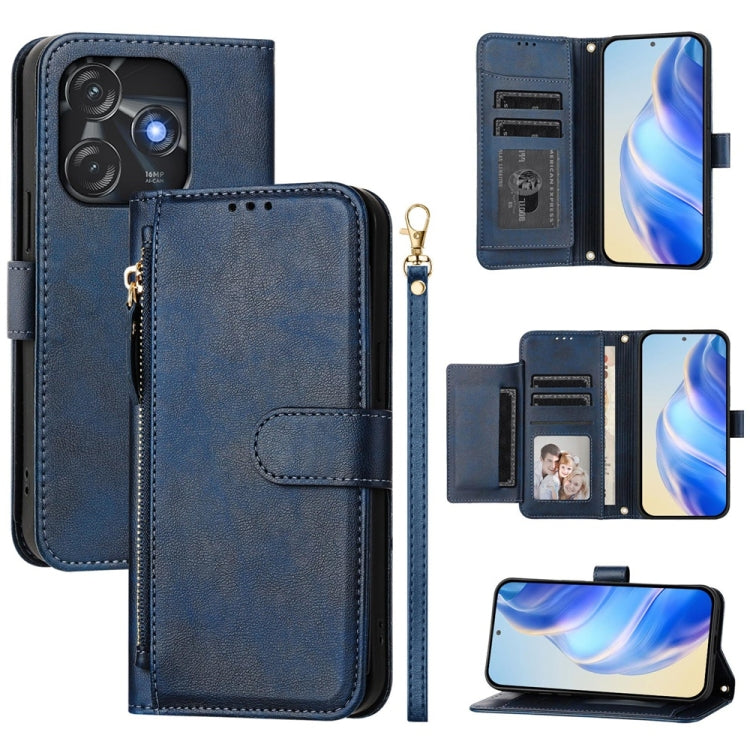 Multi-Card Slots Zipper Wallet Leather Phone Case, For Tecno Pova 5, For Tecno Camon 20 Premier, For Tecno Camon 20 4G / Camon 20 Pro 4G, For Tecno Pop 7 / Pop 7 Pro / Spark Go 2023, For Tecno Spark 10 5G, For Tecno Spark 10C / Spark 10 4G             ...