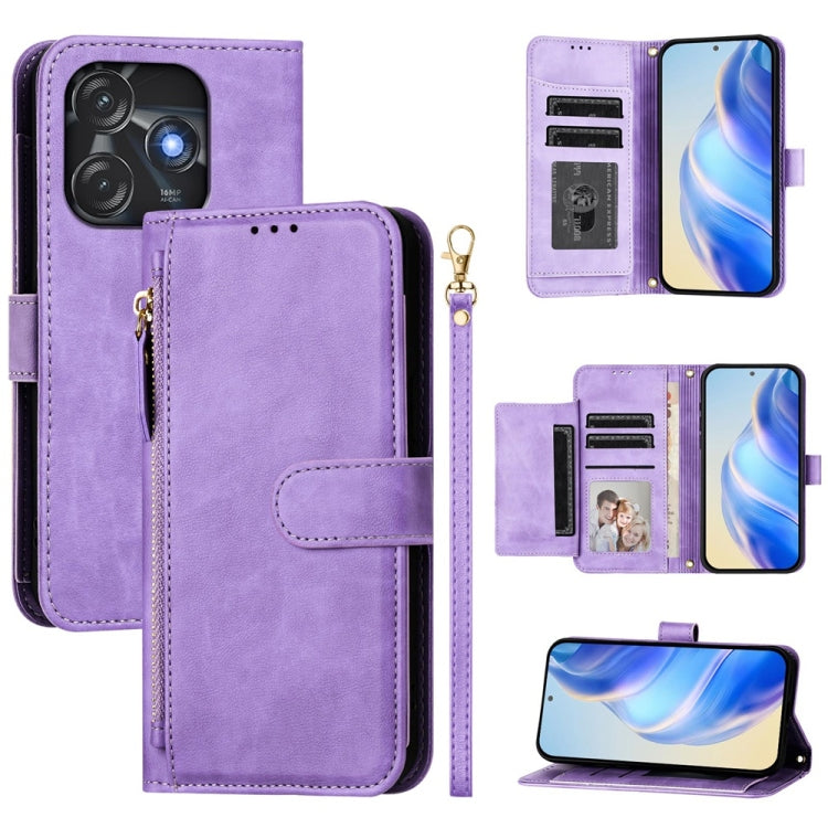 Multi-Card Slots Zipper Wallet Leather Phone Case, For Tecno Pova 5, For Tecno Camon 20 Premier, For Tecno Camon 20 4G / Camon 20 Pro 4G, For Tecno Pop 7 / Pop 7 Pro / Spark Go 2023, For Tecno Spark 10 5G, For Tecno Spark 10C / Spark 10 4G             ...
