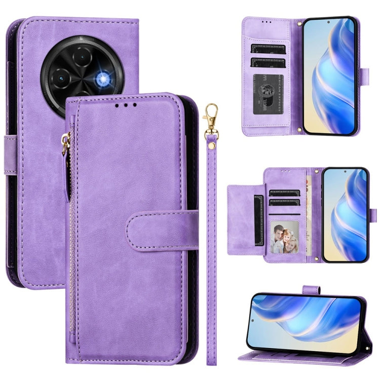 Multi-Card Slots Zipper Wallet Leather Phone Case, For Tecno Spark Go 5G 2025 / Hot 60i 5G, For Tecno Spark 30C, For Tecno Camon 20 Pro 5G, For Tecno Spark 20 Pro 5G, For Tecno Pop 6C, For Tecno Spark 10 Pro Magic Magenta, For Tecno Camon 30 Premier 5G...