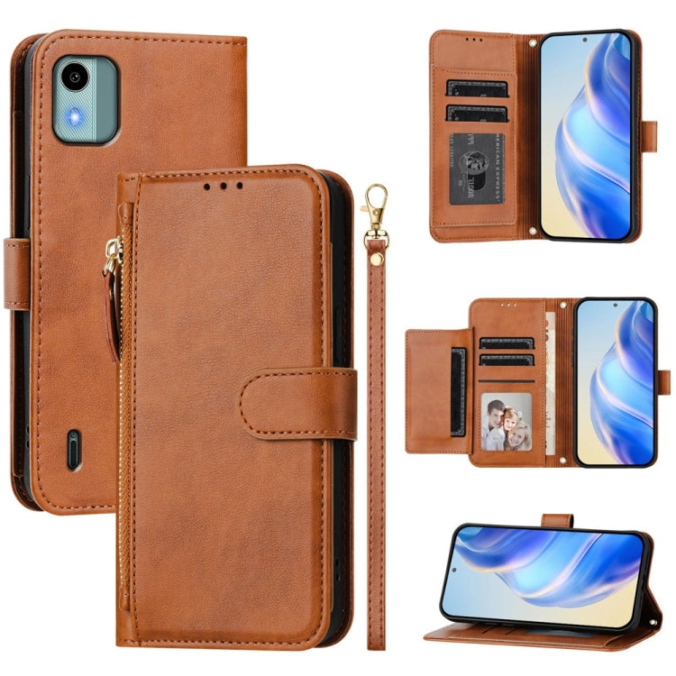 Multi-Card Slots Zipper Wallet Leather Phone Case, For Nokia G42 / G310, For Nokia C300, For Nokia C22, For Nokia C12, For Nokia G22, For Nokia C32, For Nokia C02, For Nokia X30
