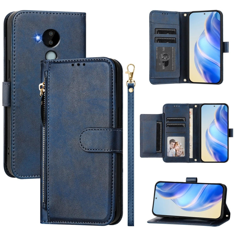 Multi-Card Slots Zipper Wallet Leather Phone Case, For Nokia G400, For Nokia G21 / G11, For Nokia C30, For Nokia C01 Plus / C1 2nd Edition, For Nokia XR20, For Nokia C10 / C20, For Nokia X20 / X10, For Nokia G20 / G10 / 6.3