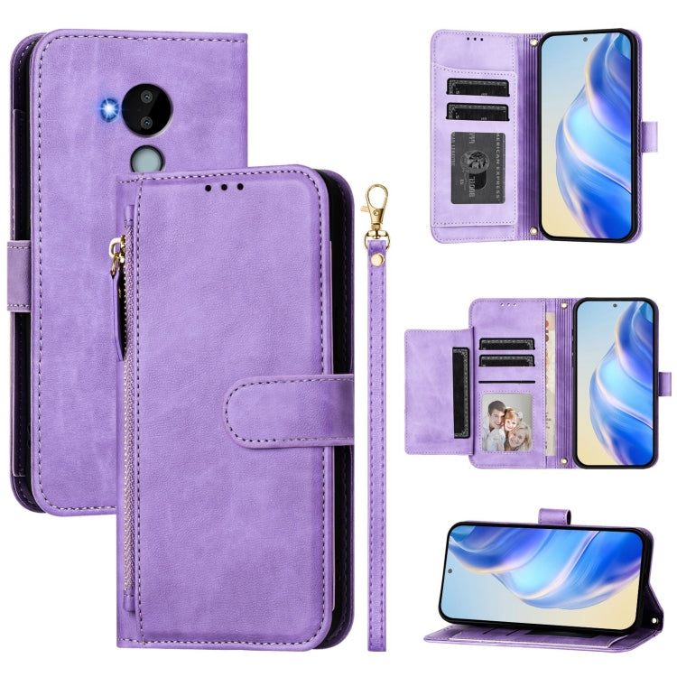 Multi-Card Slots Zipper Wallet Leather Phone Case, For Nokia G400, For Nokia G21 / G11, For Nokia C30, For Nokia C01 Plus / C1 2nd Edition, For Nokia XR20, For Nokia C10 / C20, For Nokia X20 / X10, For Nokia G20 / G10 / 6.3