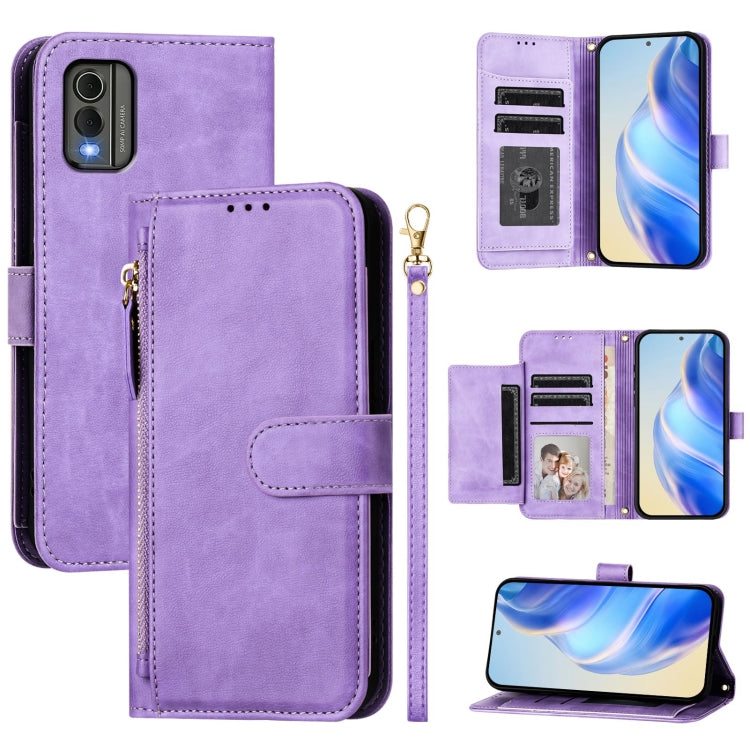 Multi-Card Slots Zipper Wallet Leather Phone Case, For Nokia G42 / G310, For Nokia C300, For Nokia C22, For Nokia C12, For Nokia G22, For Nokia C32, For Nokia C02, For Nokia X30