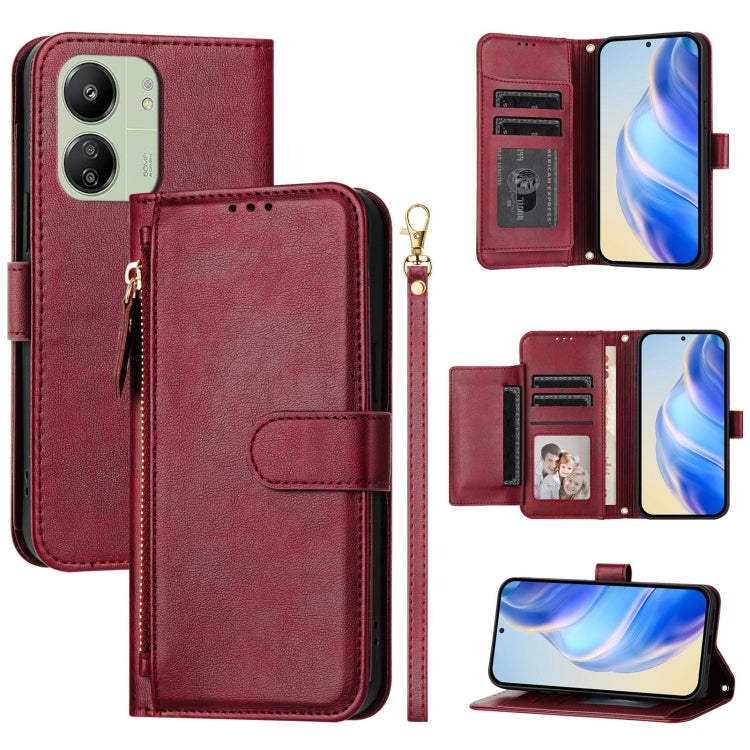 Multi-Card Slots Zipper Wallet Leather Phone Case, For Redmi Note 13 5G Global, For Redmi 13C 4G, For Redmi Note 13 Pro+ 5G Global, For Redmi K60 Ultra, For Redmi 12 5G / 4G Global / Note 12R, For Xiaomi Poco F5 / Redmi Note 12 Turbo 5G                ...