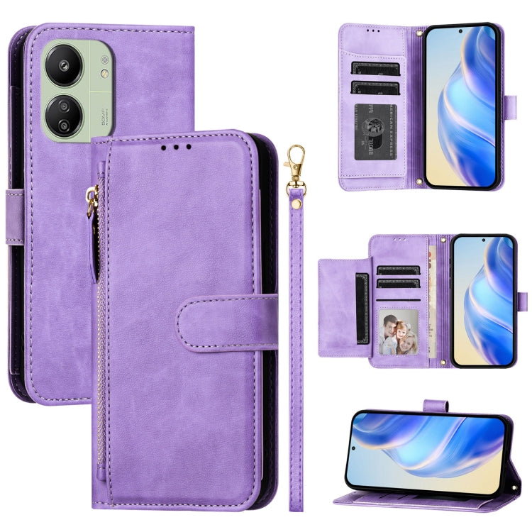 Multi-Card Slots Zipper Wallet Leather Phone Case, For Redmi Note 13 5G Global, For Redmi 13C 4G, For Redmi Note 13 Pro+ 5G Global, For Redmi K60 Ultra, For Redmi 12 5G / 4G Global / Note 12R, For Xiaomi Poco F5 / Redmi Note 12 Turbo 5G                ...