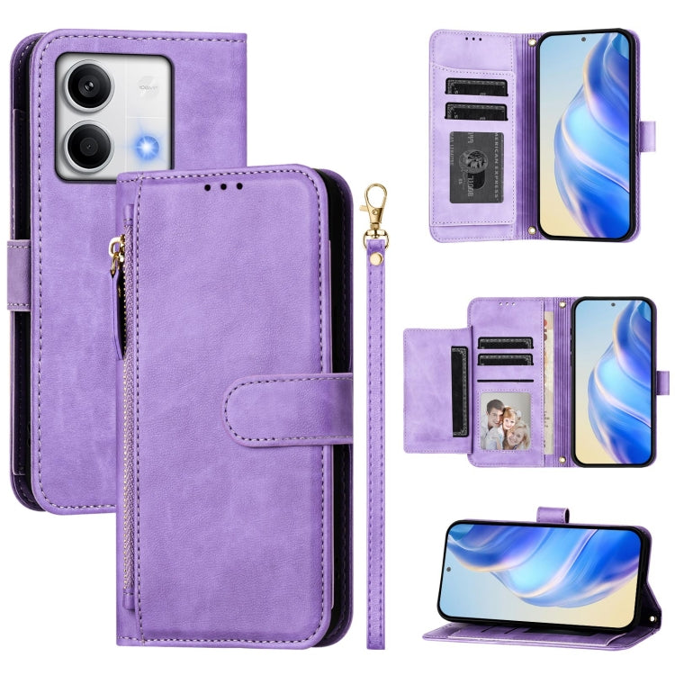 Multi-Card Slots Zipper Wallet Leather Phone Case, For Redmi Note 13 5G Global, For Redmi 13C 4G, For Redmi Note 13 Pro+ 5G Global, For Redmi K60 Ultra, For Redmi 12 5G / 4G Global / Note 12R, For Xiaomi Poco F5 / Redmi Note 12 Turbo 5G                ...