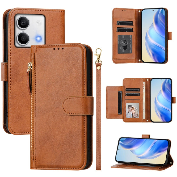 Multi-Card Slots Zipper Wallet Leather Phone Case, For Redmi Note 13 5G Global, For Redmi 13C 4G, For Redmi Note 13 Pro+ 5G Global, For Redmi K60 Ultra, For Redmi 12 5G / 4G Global / Note 12R, For Xiaomi Poco F5 / Redmi Note 12 Turbo 5G                ...