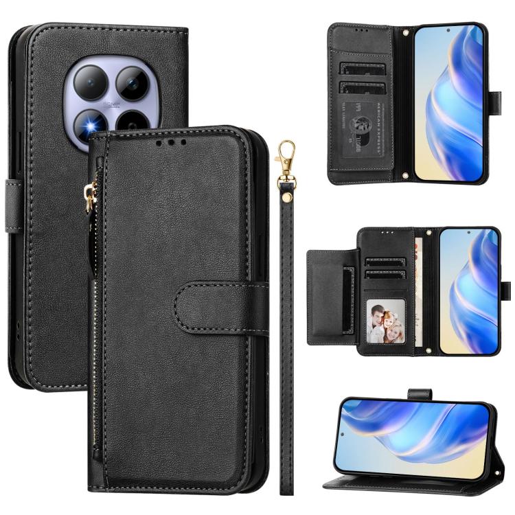 Multi-Card Slots Zipper Wallet Leather Phone Case, For Redmi A7 Pro 4G / 5G 171mm / Poco C85x 5G, For Redmi 15a 5G, For Redmi Turbo 5 Max 5G / Poco X8 Pro Max 5G, For Redmi Turbo 5 5G / Poco X8 Pro 5G, For Redmi Note 15 Pro+ 5G Global 163.3mm          ...