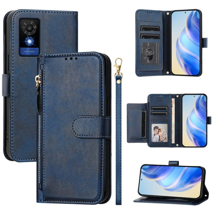 Multi-Card Slots Zipper Wallet Leather Phone Case, For TCL 201, For TCL 50 XL 5G, For TCL 50 XE, For TCL 50 SE, For TCL 501, For TCL 505, For TCL 502, For TCL 405 / 406 / 408