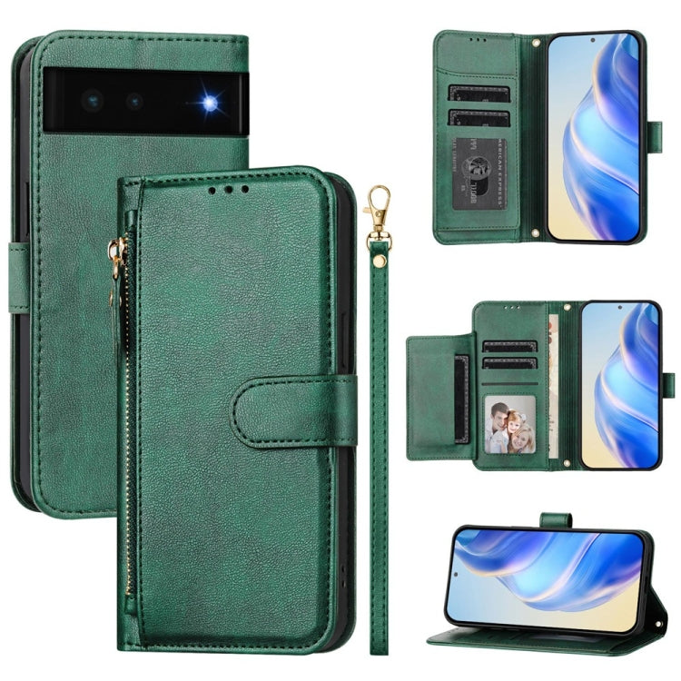 Multi-Card Slots Zipper Wallet Leather Phone Case, For Google Pixel 8 Pro, For Google Pixel 8, For Google Pixel 7a, For Google Pixel 7 Pro, For Google Pixel 7, For Google Pixel 6a, For Google Pixel 6 Pro, For Google Pixel 6