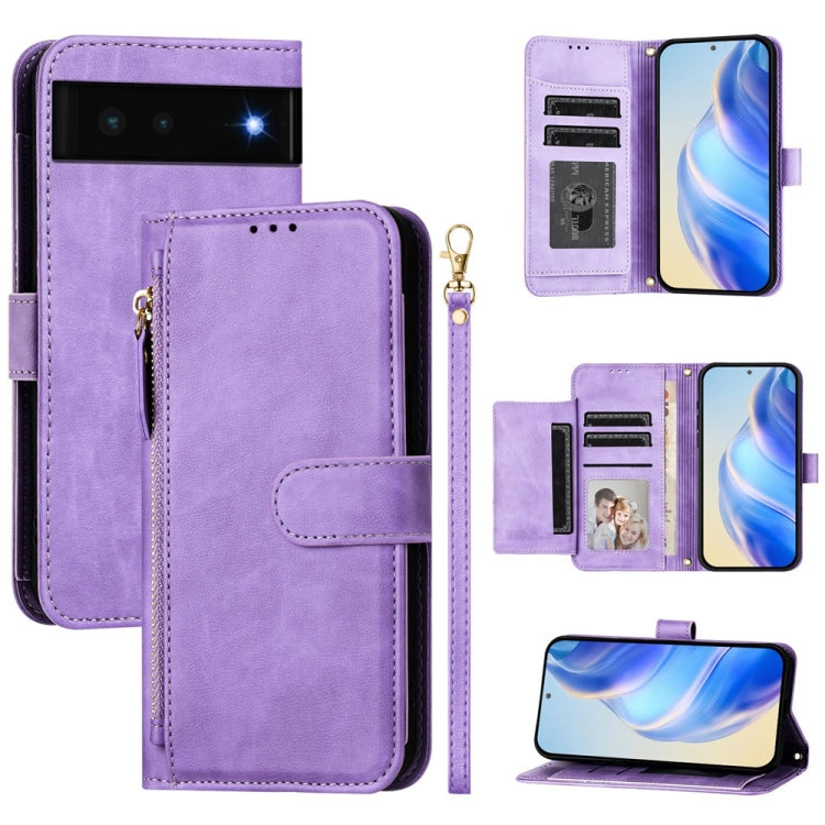 Multi-Card Slots Zipper Wallet Leather Phone Case, For Google Pixel 8 Pro, For Google Pixel 8, For Google Pixel 7a, For Google Pixel 7 Pro, For Google Pixel 7, For Google Pixel 6a, For Google Pixel 6 Pro, For Google Pixel 6