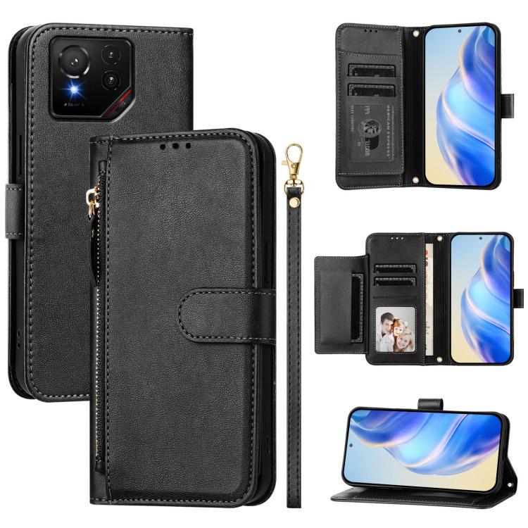 Multi-Card Slots Zipper Wallet Leather Phone Case, For Asus Zenfone 12 Ultra, For Asus ROG Phone 9 / Phone 9 Pro, For Asus Zenfone 11 Ultra, For Asus ROG Phone 8 / 8 Pro