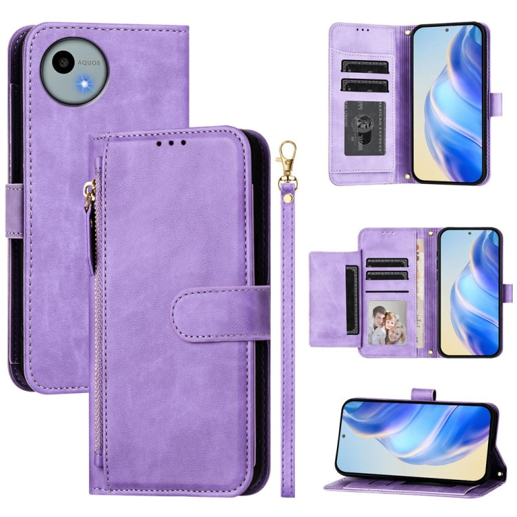 Multi-Card Slots Zipper Wallet Leather Phone Case, For Sharp Aquos wish6, For Sharp Aquos R11, For Sharp Aquos Sense 10, For Sharp Basio Active3, For Sharp Aquos Sense9 Plus, For Sharp Aquos Sense9, For Sharp Aquos R9 Pro, For Sharp Aquos Wish4
