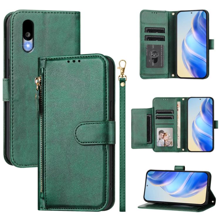 Multi-Card Slots Zipper Wallet Leather Phone Case, For Sharp Aquos wish6, For Sharp Aquos R11, For Sharp Aquos Sense 10, For Sharp Basio Active3, For Sharp Aquos Sense9 Plus, For Sharp Aquos Sense9, For Sharp Aquos R9 Pro, For Sharp Aquos Wish4