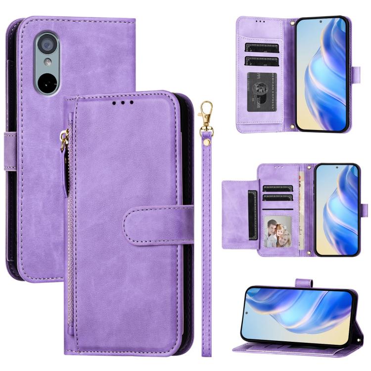 Multi-Card Slots Zipper Wallet Leather Phone Case, For Sharp Aquos R9, For Sharp Aquos Sense8 SHG11 / SH-54D, For Sharp Aquos wish3