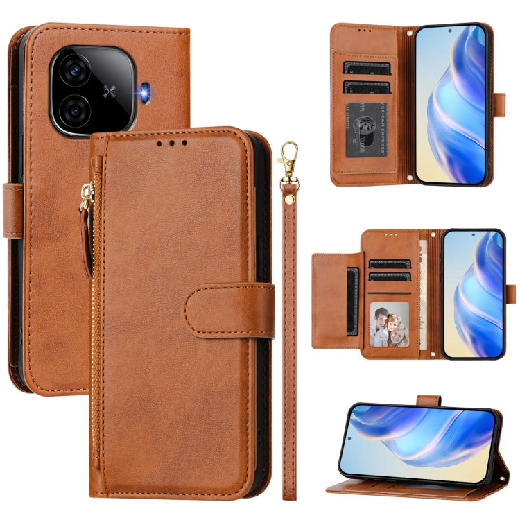 Multi-Card Slots Zipper Wallet Leather Phone Case, For vivo Y03 4G Global / Y18 4G, For vivo Y38 5G / Y200i / T3x Global, For vivo iQOO Z9x, For vivo iQOO Z9 / Z9 Turbo, For vivo Y100 IDN / T3 5G IDN, For vivo V30 5G / V30 Pro Global                   ...