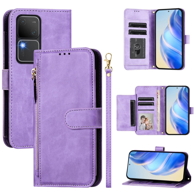 Multi-Card Slots Zipper Wallet Leather Phone Case, For vivo Y03 4G Global / Y18 4G, For vivo Y38 5G / Y200i / T3x Global, For vivo iQOO Z9x, For vivo iQOO Z9 / Z9 Turbo, For vivo Y100 IDN / T3 5G IDN, For vivo V30 5G / V30 Pro Global                   ...