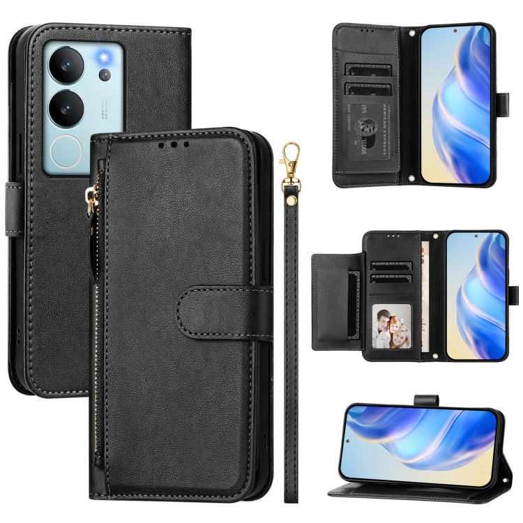 Multi-Card Slots Zipper Wallet Leather Phone Case, For vivo Y03 4G Global / Y18 4G, For vivo Y38 5G / Y200i / T3x Global, For vivo iQOO Z9x, For vivo iQOO Z9 / Z9 Turbo, For vivo Y100 IDN / T3 5G IDN, For vivo V30 5G / V30 Pro Global                   ...