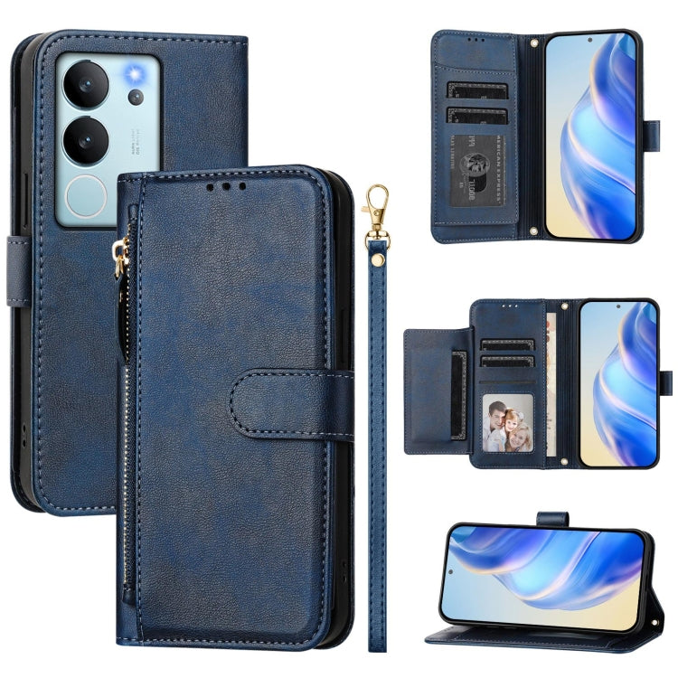Multi-Card Slots Zipper Wallet Leather Phone Case, For vivo Y03 4G Global / Y18 4G, For vivo Y38 5G / Y200i / T3x Global, For vivo iQOO Z9x, For vivo iQOO Z9 / Z9 Turbo, For vivo Y100 IDN / T3 5G IDN, For vivo V30 5G / V30 Pro Global                   ...