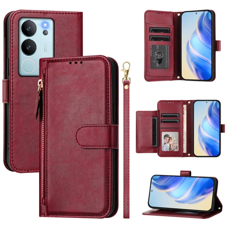 Multi-Card Slots Zipper Wallet Leather Phone Case, For vivo Y03 4G Global / Y18 4G, For vivo Y38 5G / Y200i / T3x Global, For vivo iQOO Z9x, For vivo iQOO Z9 / Z9 Turbo, For vivo Y100 IDN / T3 5G IDN, For vivo V30 5G / V30 Pro Global                   ...