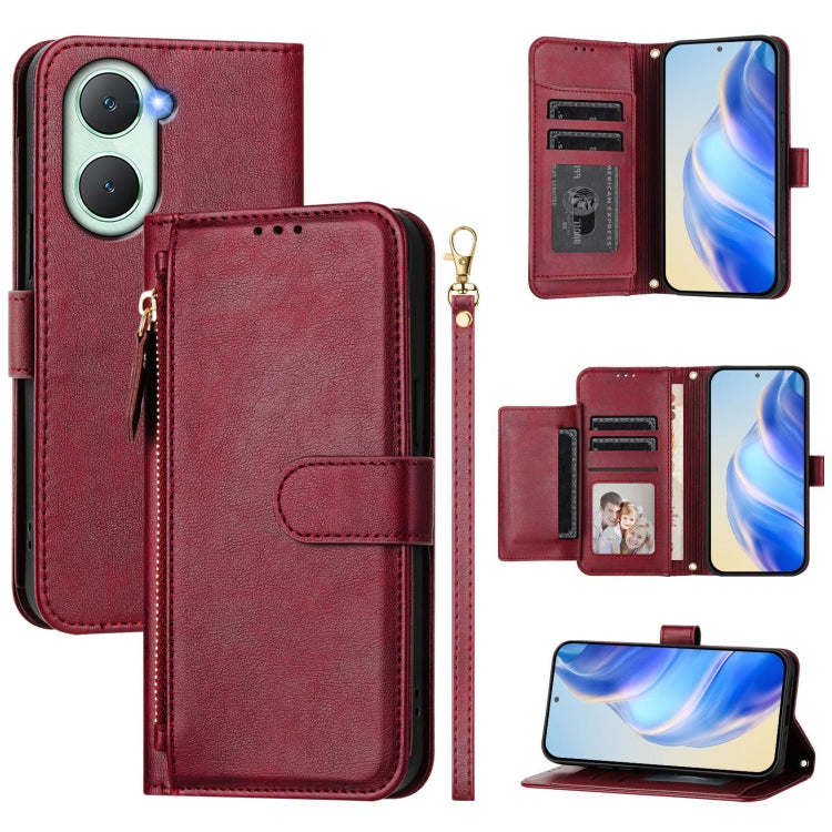 Multi-Card Slots Zipper Wallet Leather Phone Case, For vivo Y03 4G Global / Y18 4G, For vivo Y38 5G / Y200i / T3x Global, For vivo iQOO Z9x, For vivo iQOO Z9 / Z9 Turbo, For vivo Y100 IDN / T3 5G IDN, For vivo V30 5G / V30 Pro Global                   ...
