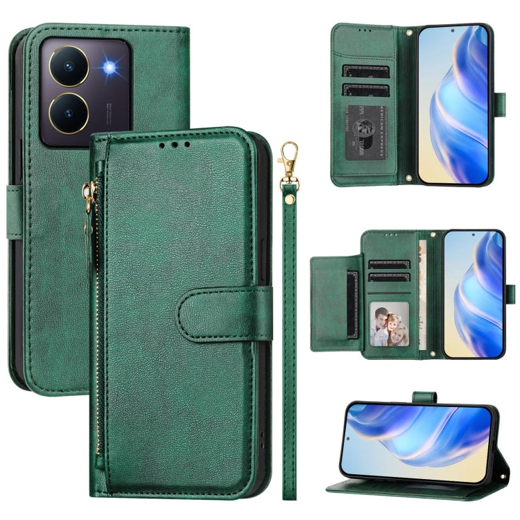 Multi-Card Slots Zipper Wallet Leather Phone Case, For vivo Y03 4G Global / Y18 4G, For vivo Y38 5G / Y200i / T3x Global, For vivo iQOO Z9x, For vivo iQOO Z9 / Z9 Turbo, For vivo Y100 IDN / T3 5G IDN, For vivo V30 5G / V30 Pro Global                   ...