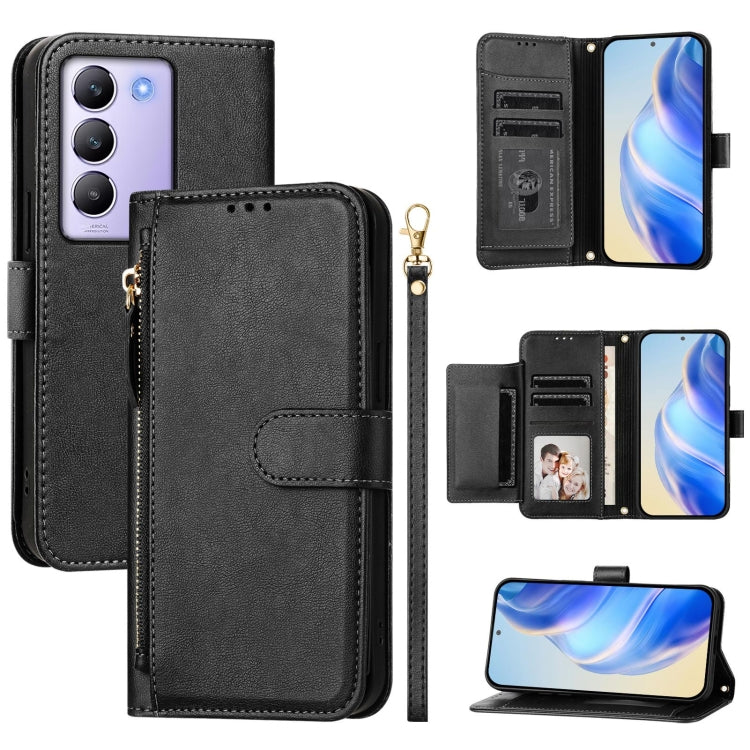 Multi-Card Slots Zipper Wallet Leather Phone Case, For vivo Y03 4G Global / Y18 4G, For vivo Y38 5G / Y200i / T3x Global, For vivo iQOO Z9x, For vivo iQOO Z9 / Z9 Turbo, For vivo Y100 IDN / T3 5G IDN, For vivo V30 5G / V30 Pro Global                   ...